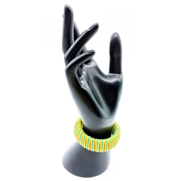 Vintage Telephone Wire Stretch Bracelet, Retro Upcycled Bangle MCM Flair - Picture 1 of 5